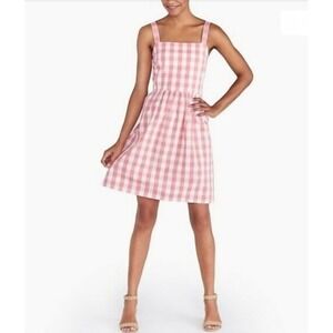 J. by J.Crew Pink Gingham Smocked Back Fit & Flare Cotton Cottage Sundress Sz S
